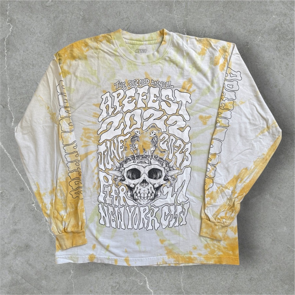 Apefest Tie Dye Long Sleeve Size Large Graphic Tee Shirt Men's 2022 2023